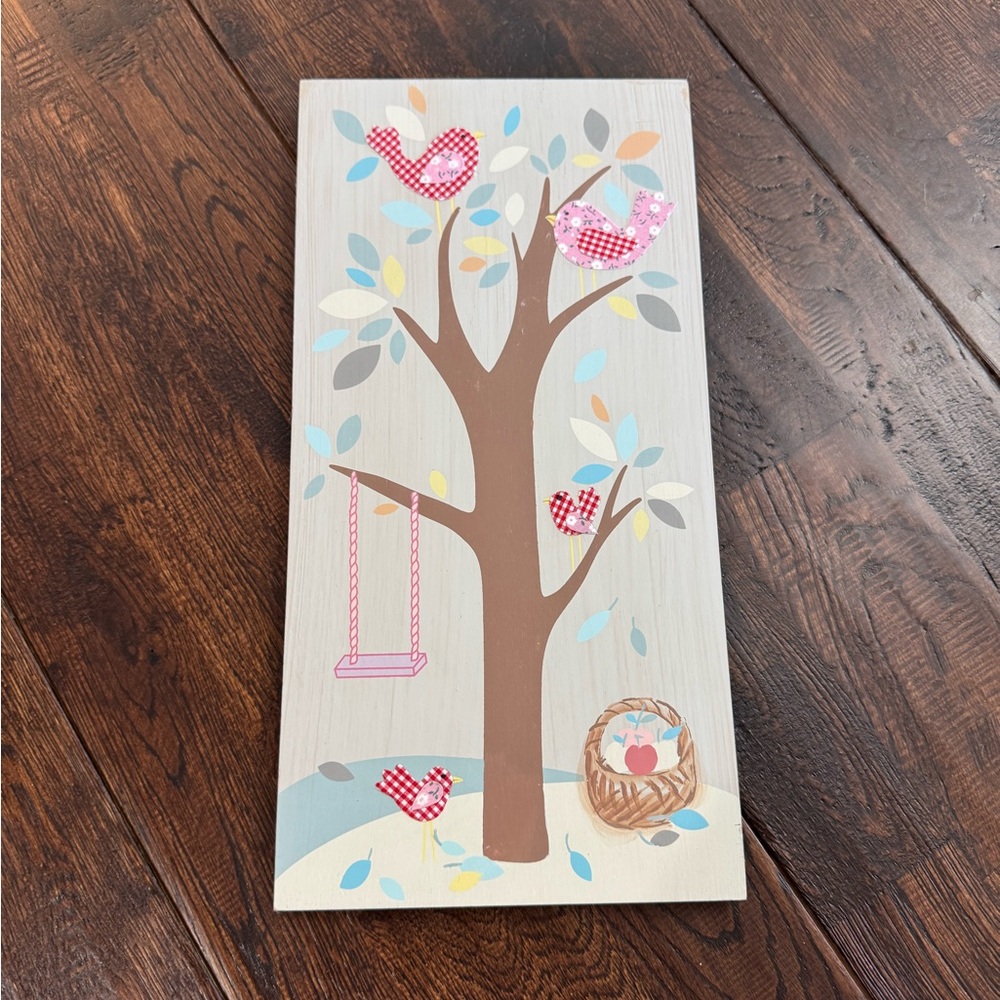 Pottery Barn Kids Woodland Tree & Birds Wall Art Panel – Pink, Brown, Red, Blue - Picture 10 of 14